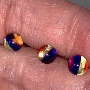 14 Gauge Purple, Clear and Orange Striped Tongue Ring